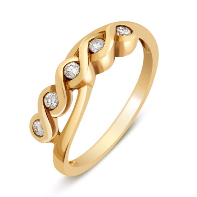 Кольцо из жёлтого золота с бриллиантами (019964)