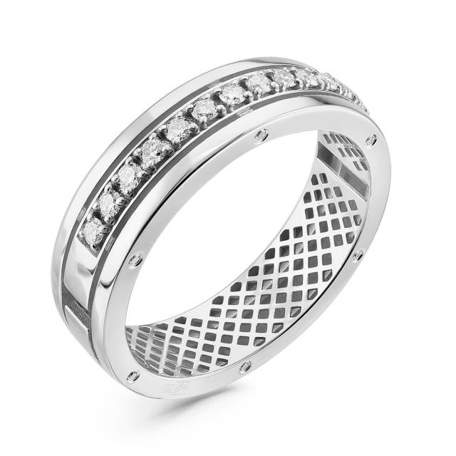 Обручальное кольцо из белого золота с бриллиантами (054295)