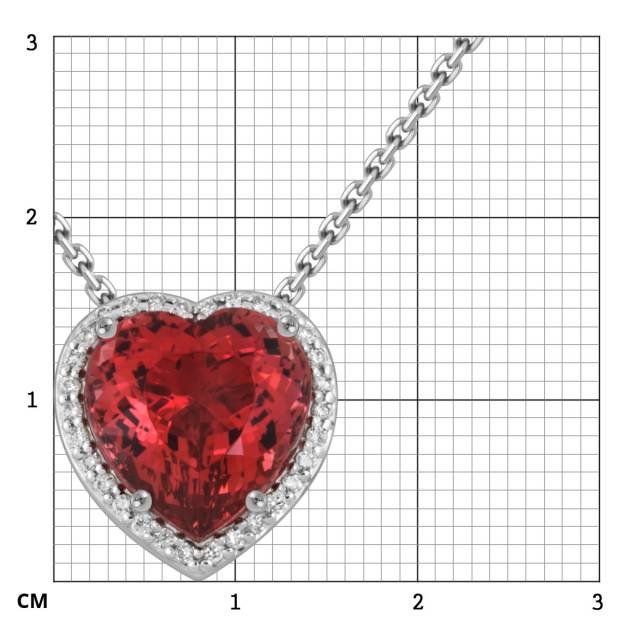 Колье из белого золота с бриллиантами и турмалином Сердце (049300)