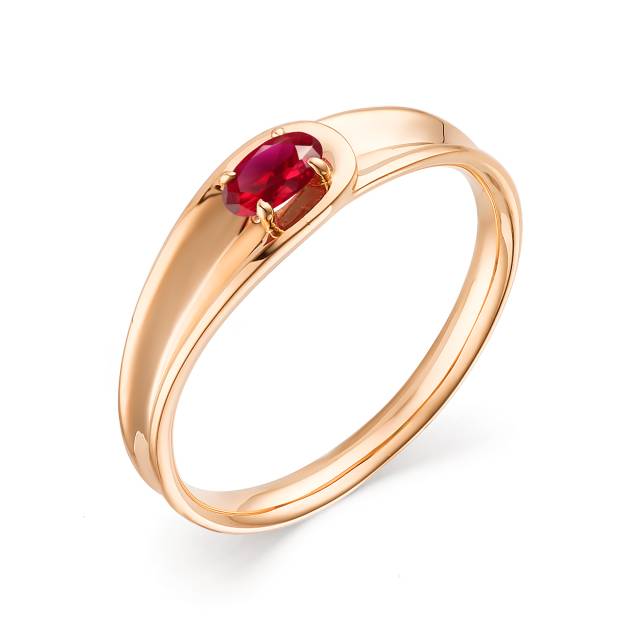 Кольцо из красного золота с рубином (043079)