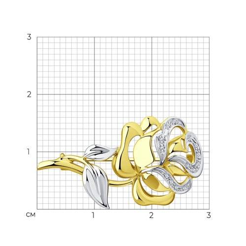 Брошь из жёлтого золота с бриллиантами (048666)