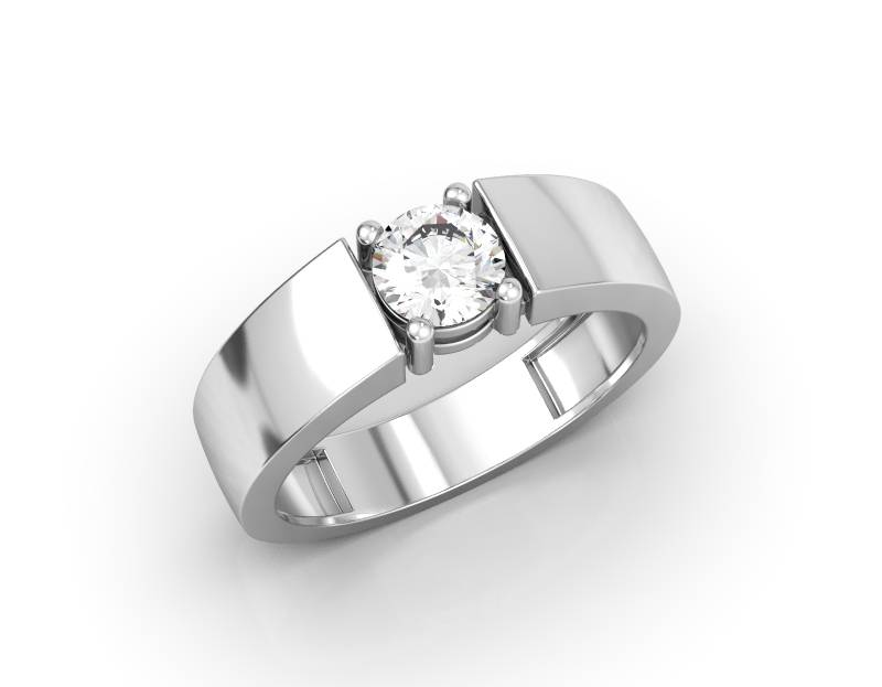 Помолвочное кольцо из белого золота с бриллиантом (052711)