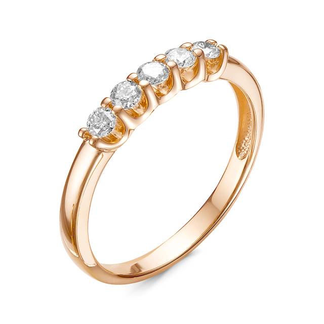 Кольцо из красного золота с бриллиантами (050011)
