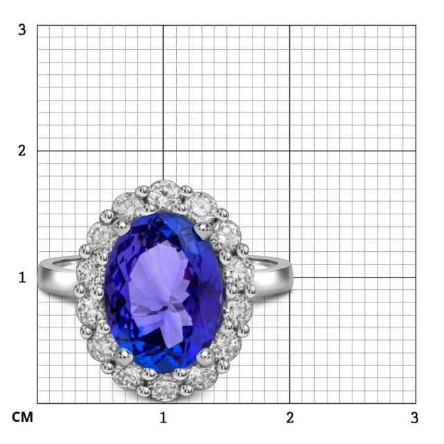 Кольцо из белого золота с бриллиантами и танзанитом (058481)