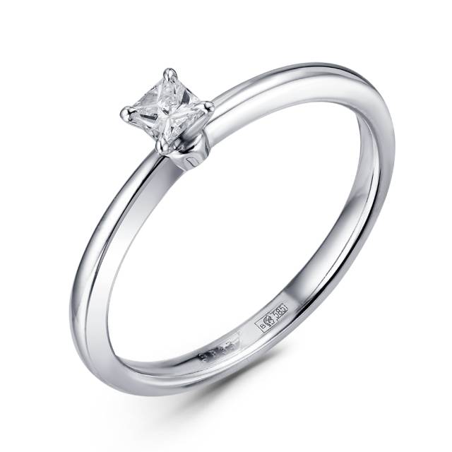Помолвочное кольцо из белого золота с бриллиантом "Принцесса" (055037)