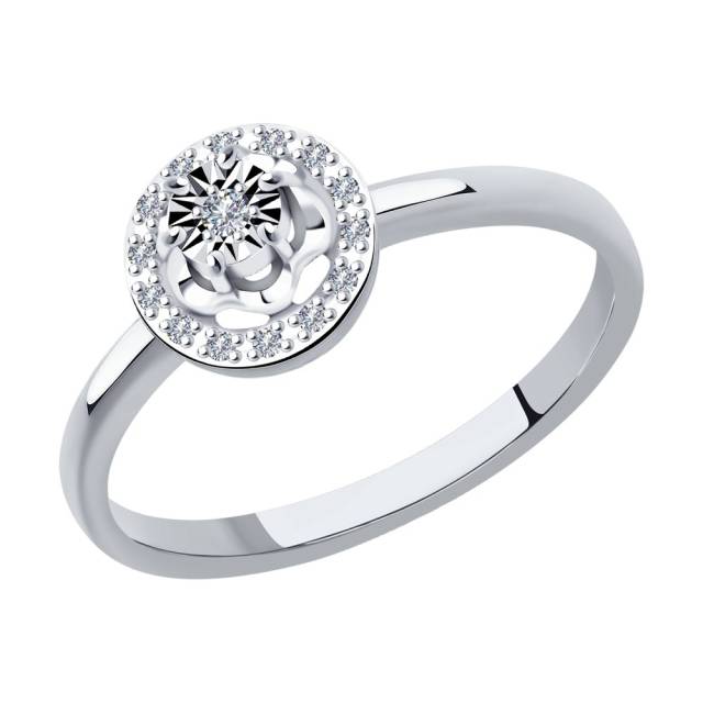 Помолвочное кольцо из белого золота с бриллиантами (043891)