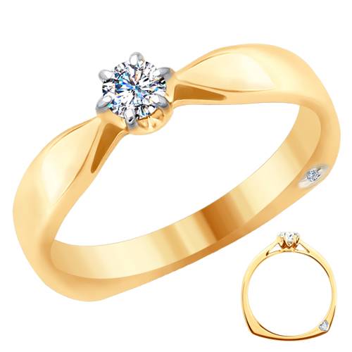 Помолвочное кольцо из красного золота с бриллиантами (029594)
