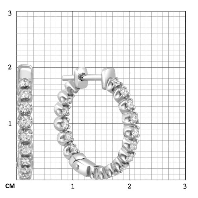 Серьги конго из белого золота с бриллиантами (046735)