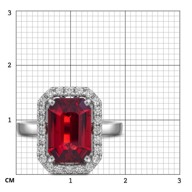 Кольцо из белого золота с бриллиантами и гранатом (055685)