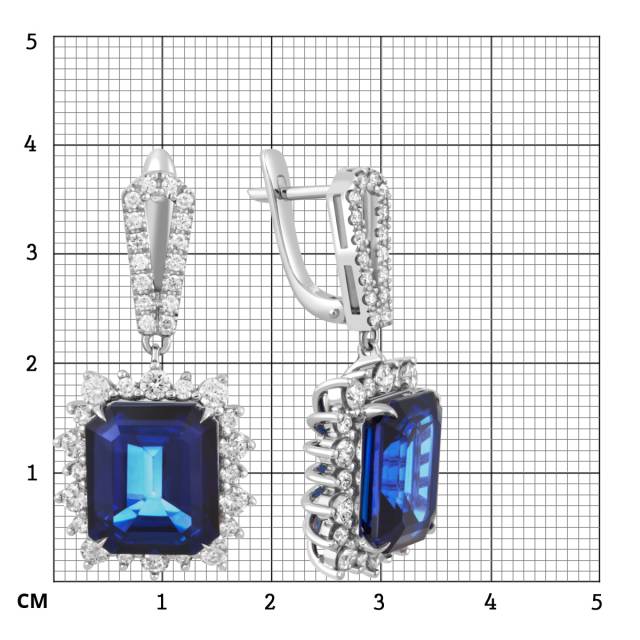 Серьги из белого золота с бриллиантами и сапфирами (047975)