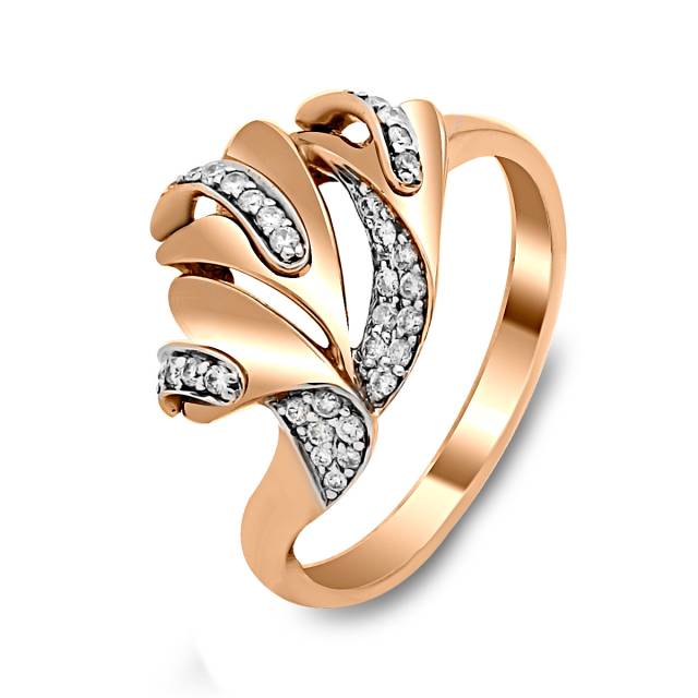 Кольцо из красного золота с бриллиантами (016823)