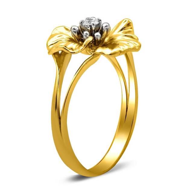 Кольцо из жёлтого золота с бриллиантами (027309)