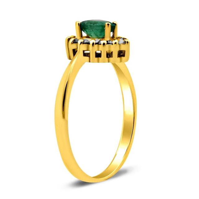 Кольцо из желтого золота с бриллиантами и изумрудом (028358)