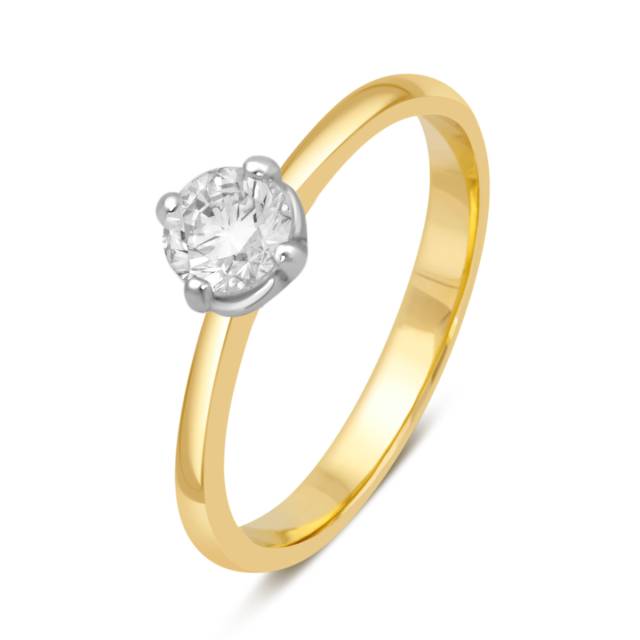 Помолвочное кольцо из комбинированного золота с бриллиантом (039564)
