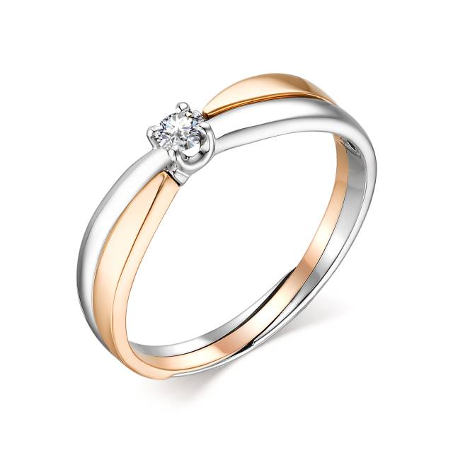 Помолвочное кольцо из комбинированного золота с бриллиантом (043742)