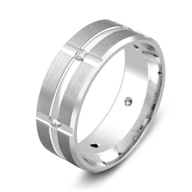 Обручальное кольцо из платины с бриллиантами (035518)