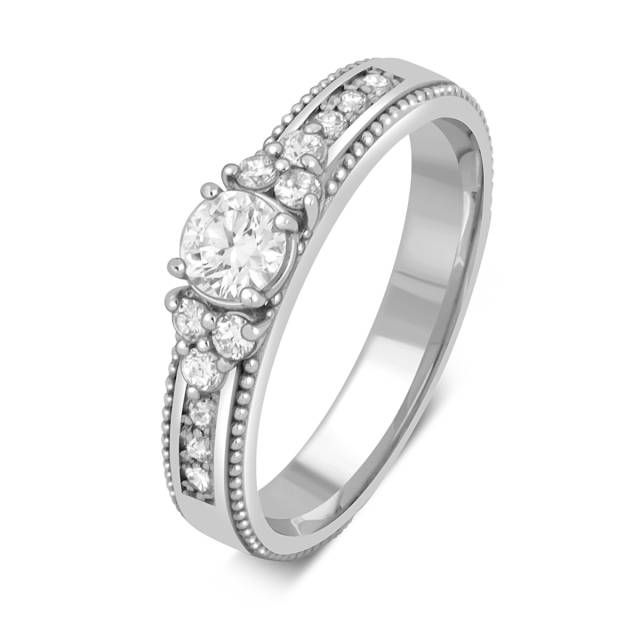 Помолвочное кольцо из белого золота с бриллиантами (025394)