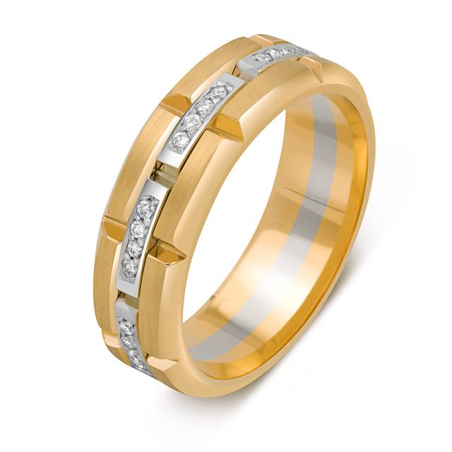 Обручальное кольцо из комбинированного золота с бриллиантами (052450)