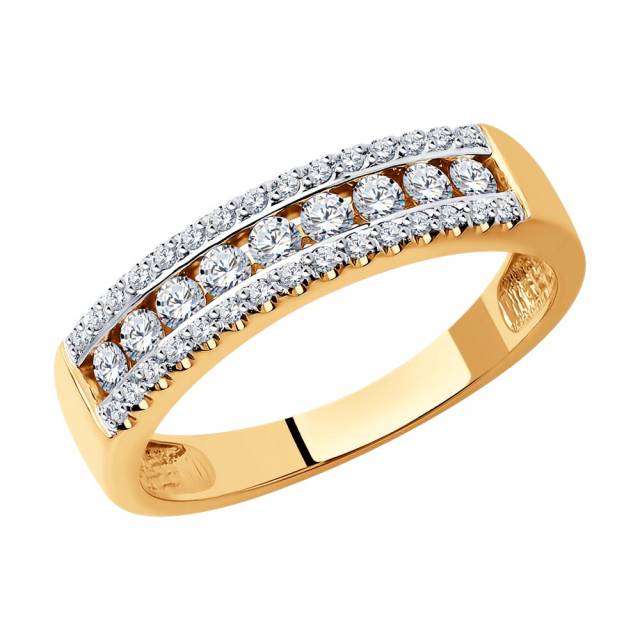 Кольцо из красного золота с бриллиантами (052866)