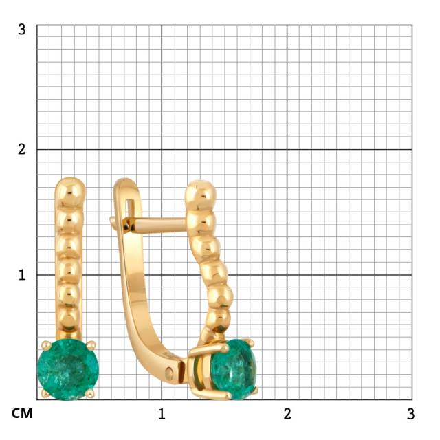 Серьги из жёлтого золота с изумрудами (046348)