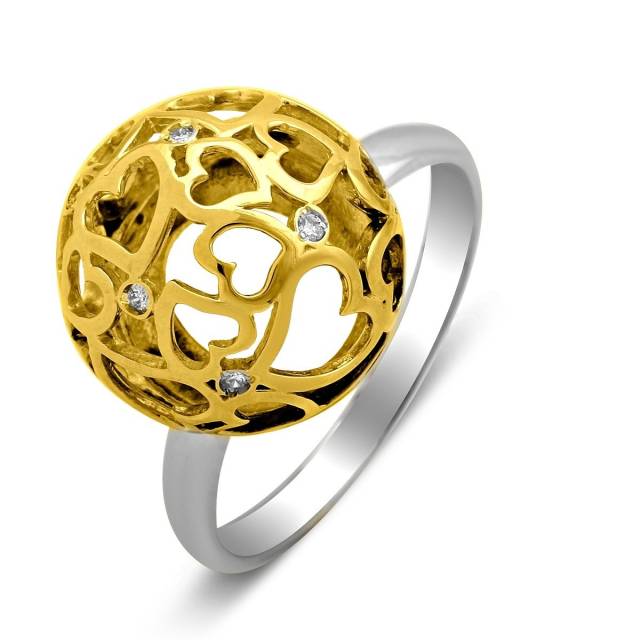 Кольцо из комбинированного золота с бриллиантами (027314)
