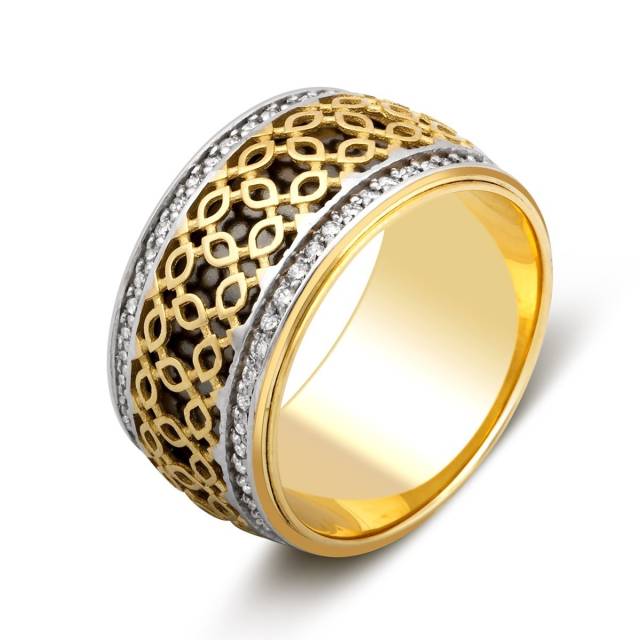 Обручальное кольцо из комбинированного золота с бриллиантами (024470)