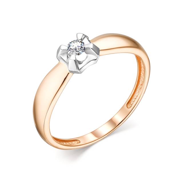 Помолвочное кольцо из комбинированного золота с бриллиантом (044313)