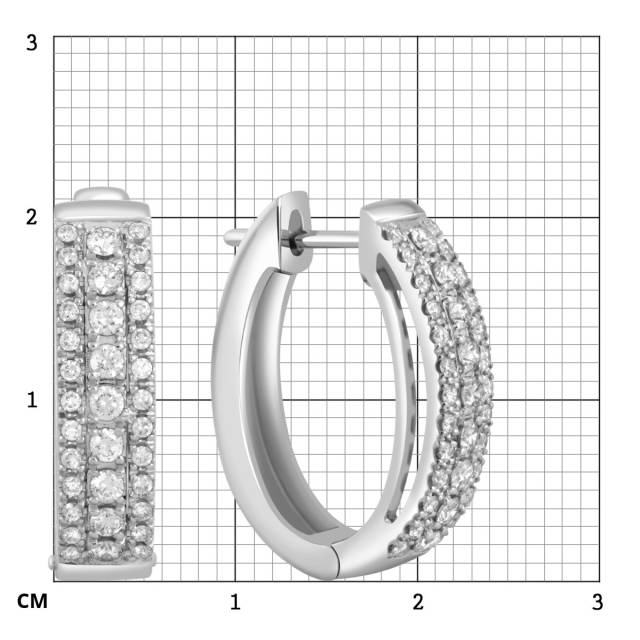 Серьги конго из белого золота с бриллиантами (046068)