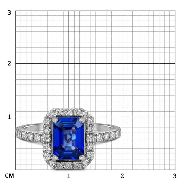 Кольцо из белого золота с бриллиантами и сапфиром (055530)