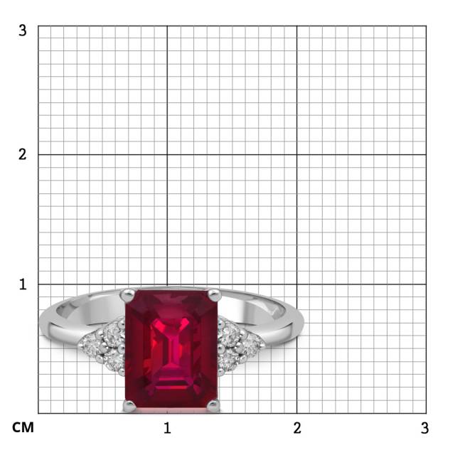 Кольцо из белого золота с бриллиантами и рубином (052570)