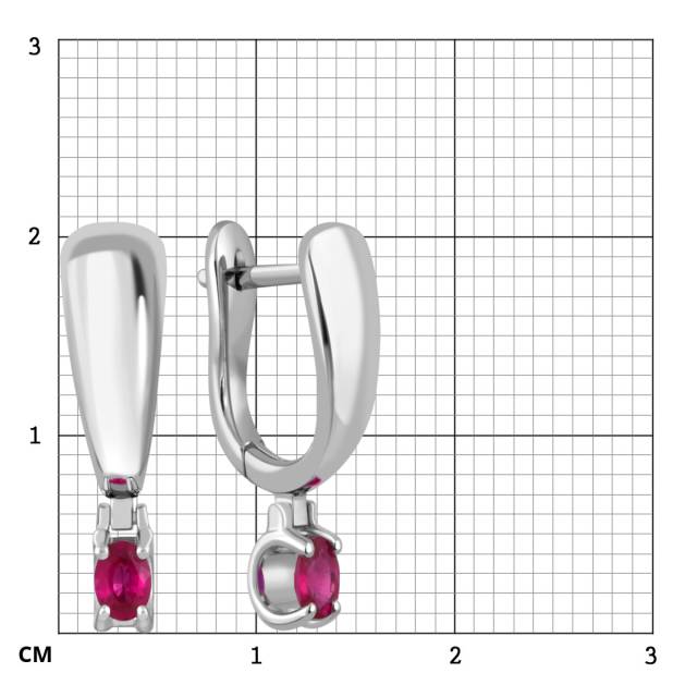 Серьги из белого золота с рубинами (045480)