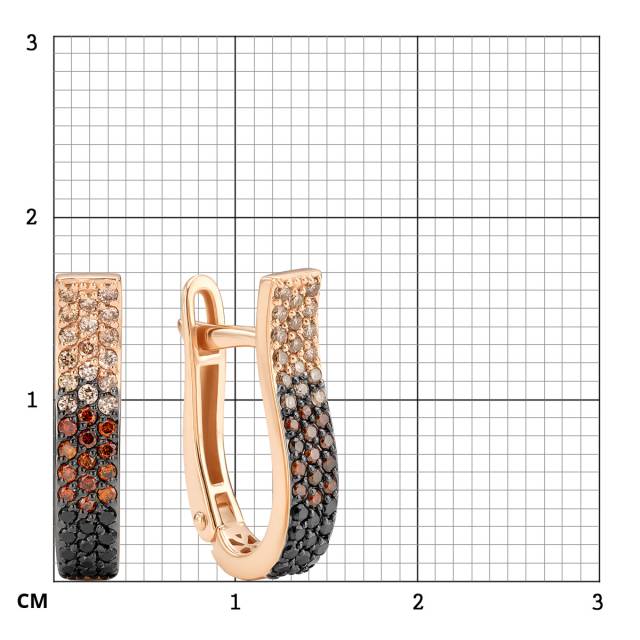 Серьги из красного золота с цветными бриллиантами (064474)