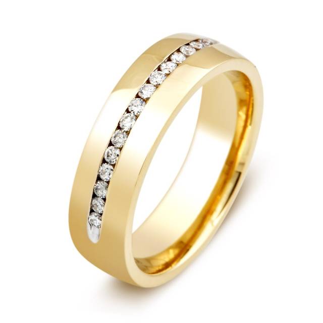 Обручальное кольцо с бриллиантами из желтого золота (014795)