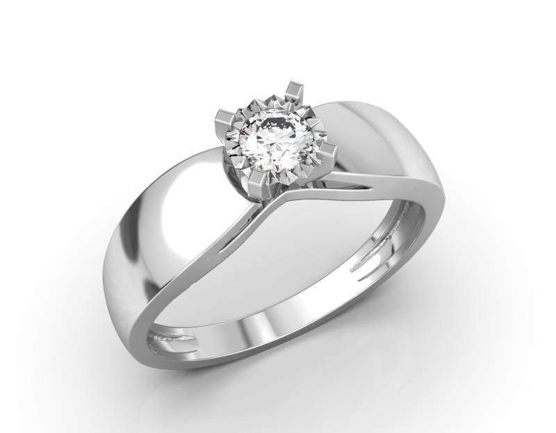 Помолвочное кольцо из белого золота с бриллиантом (052966)