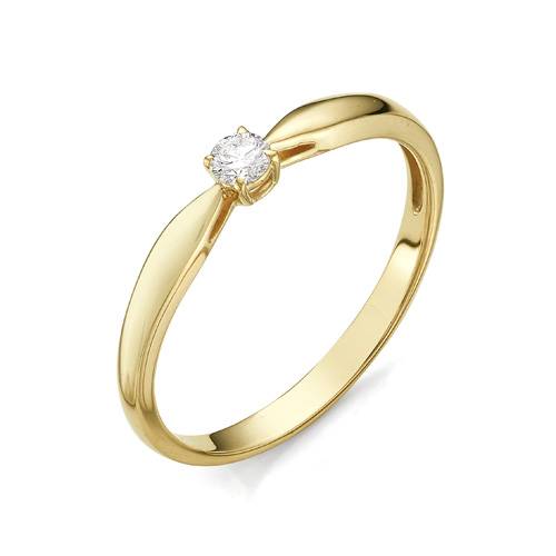 Помолвочное кольцо из жёлтого золота с бриллиантом (030407)