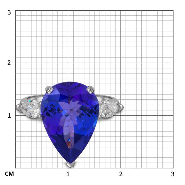 Кольцо из белого золота с бриллиантами и танзанитом (053798)