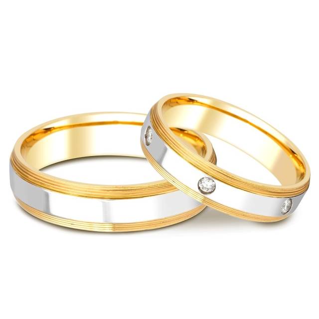 Обручальное кольцо из комбинированного золота с бриллиантами TIAMO (000652)