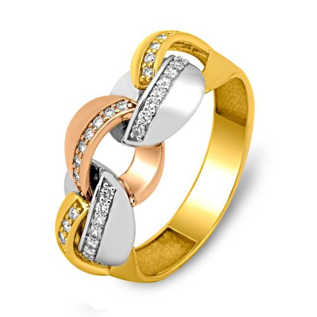 Кольцо из комбинированного золота с бриллиантами (023198)