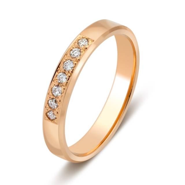 Обручальное кольцо из красного золота с бриллиантами (028798)