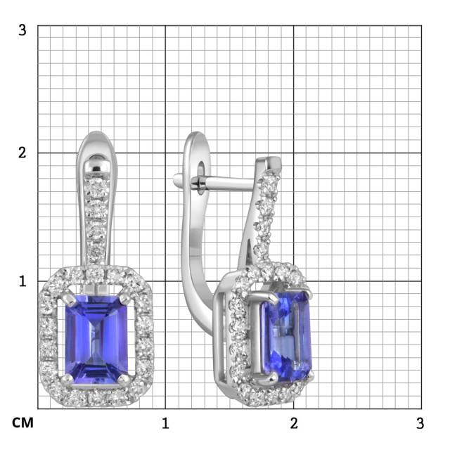 Серьги из белого золота с бриллиантами и танзанитами (054474)