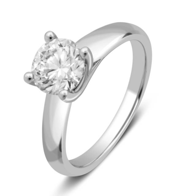 Помолвочное кольцо из платины с бриллиантом (027873)