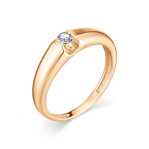 Помолвочное кольцо из красного золота с бриллиантом (034802)