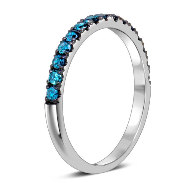 Кольцо из белого золота с голубыми бриллиантами (060308)