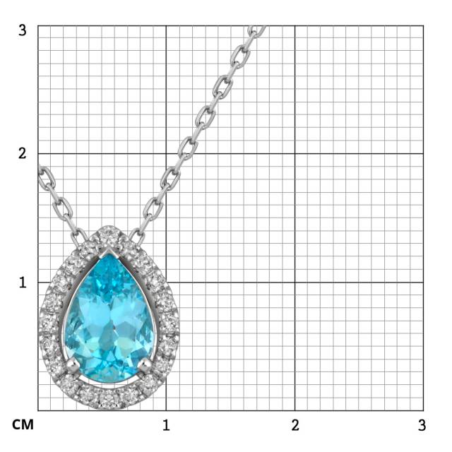 Колье из белого золота с бриллиантами и аквамарином (055131)