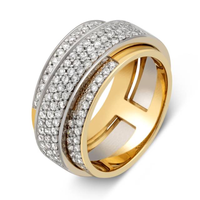 Кольцо из комбинированного золота с бриллиантами (032643)