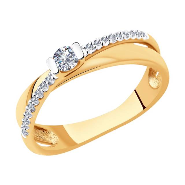 Помолвочное кольцо из красного золота с бриллиантами (045234)