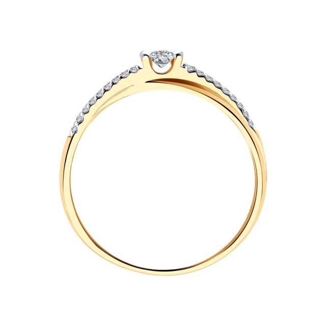 Помолвочное кольцо из красного золота с бриллиантами (045234)