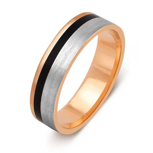 Обручальное кольцо из комбинированного золота с керамикой (051808)