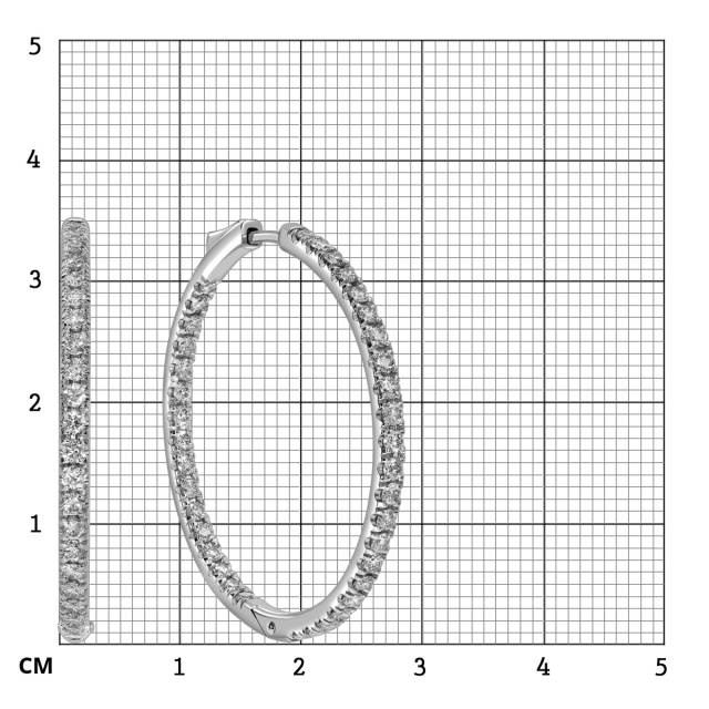 Серьги конго из белого золота с бриллиантами, диаметр 35 мм.  (059102)