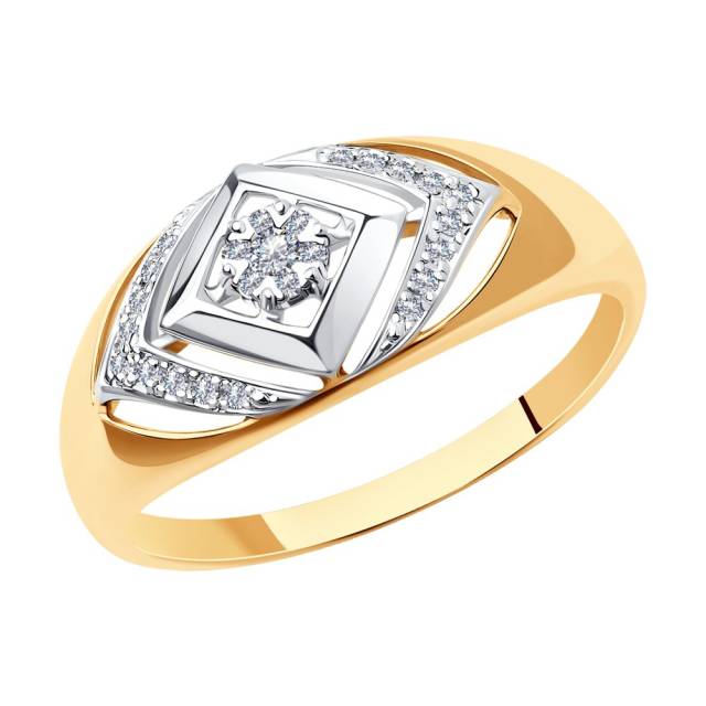 Кольцо из комбинированного золота с бриллиантами (043612)